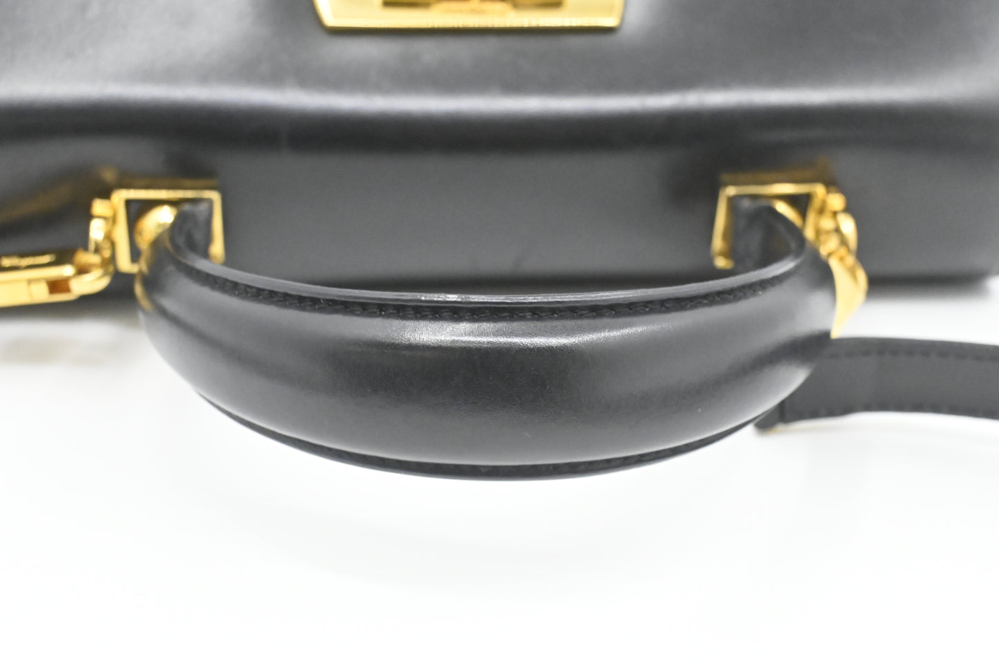 Ferragamo Gancini Handbag in Black Leather