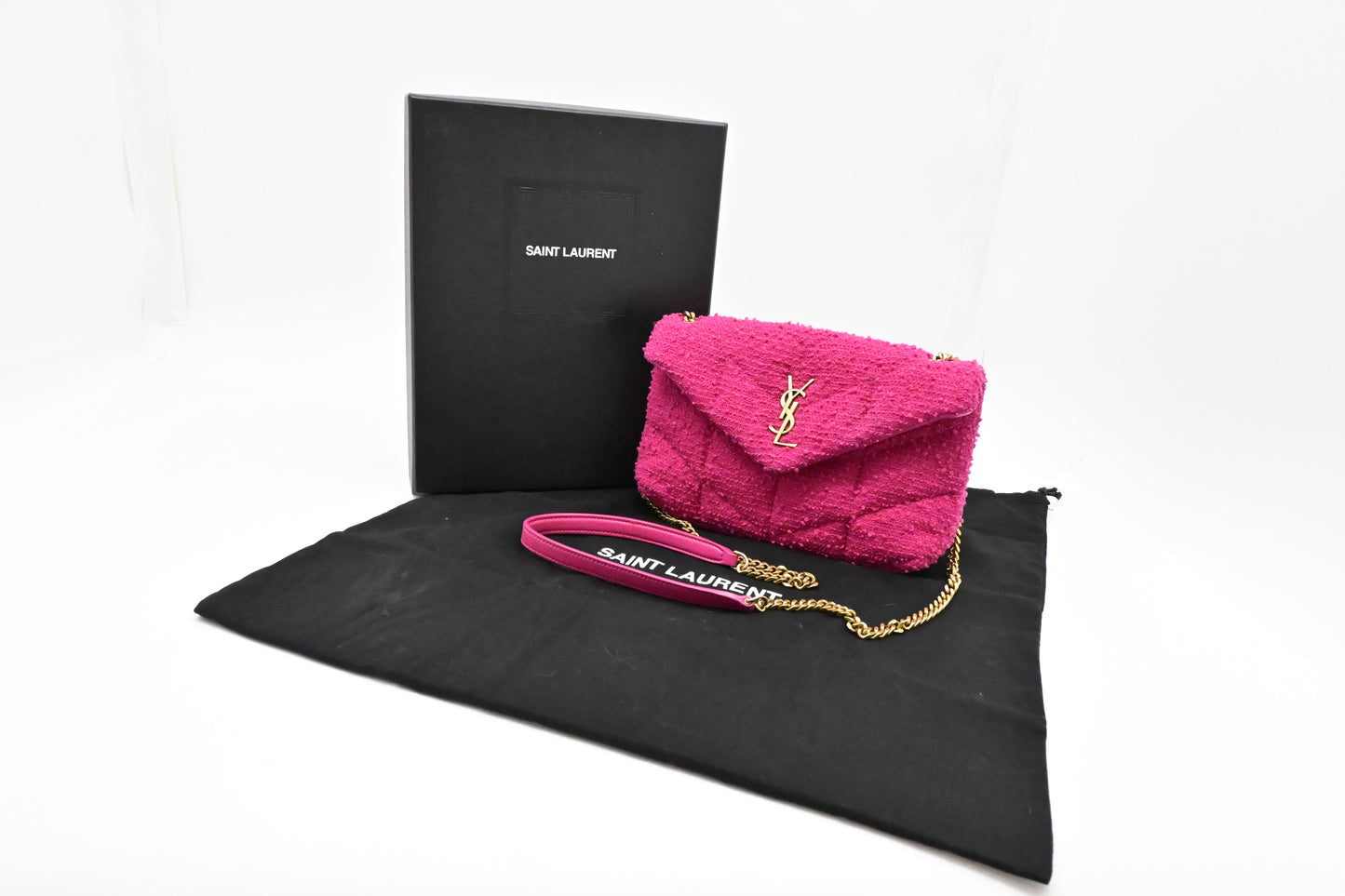 YSL Saint Laurent Mini Loulou in Pink Tweed