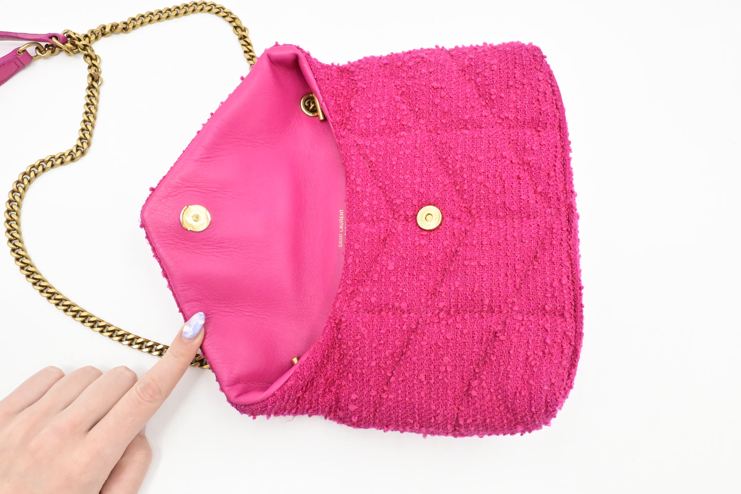 YSL Saint Laurent Mini Loulou in Pink Tweed