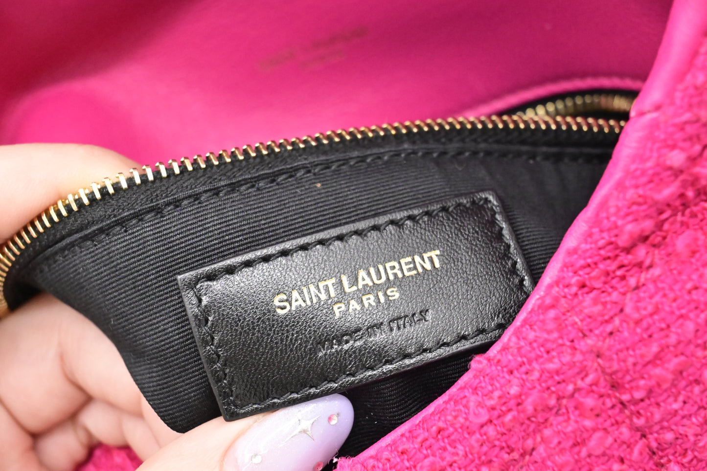 YSL Saint Laurent Mini Loulou in Pink Tweed