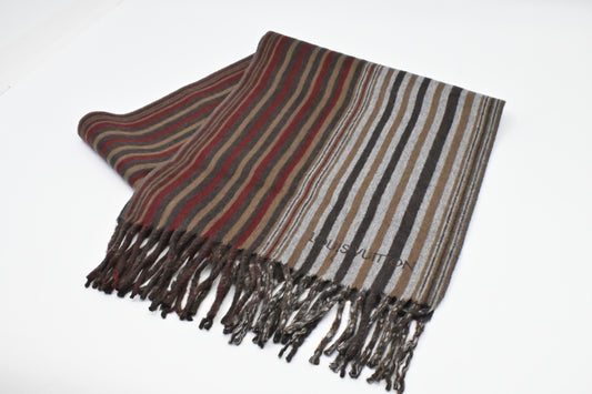 Louis Vuitton Scarf in Red and Brown Cashmere and Wool