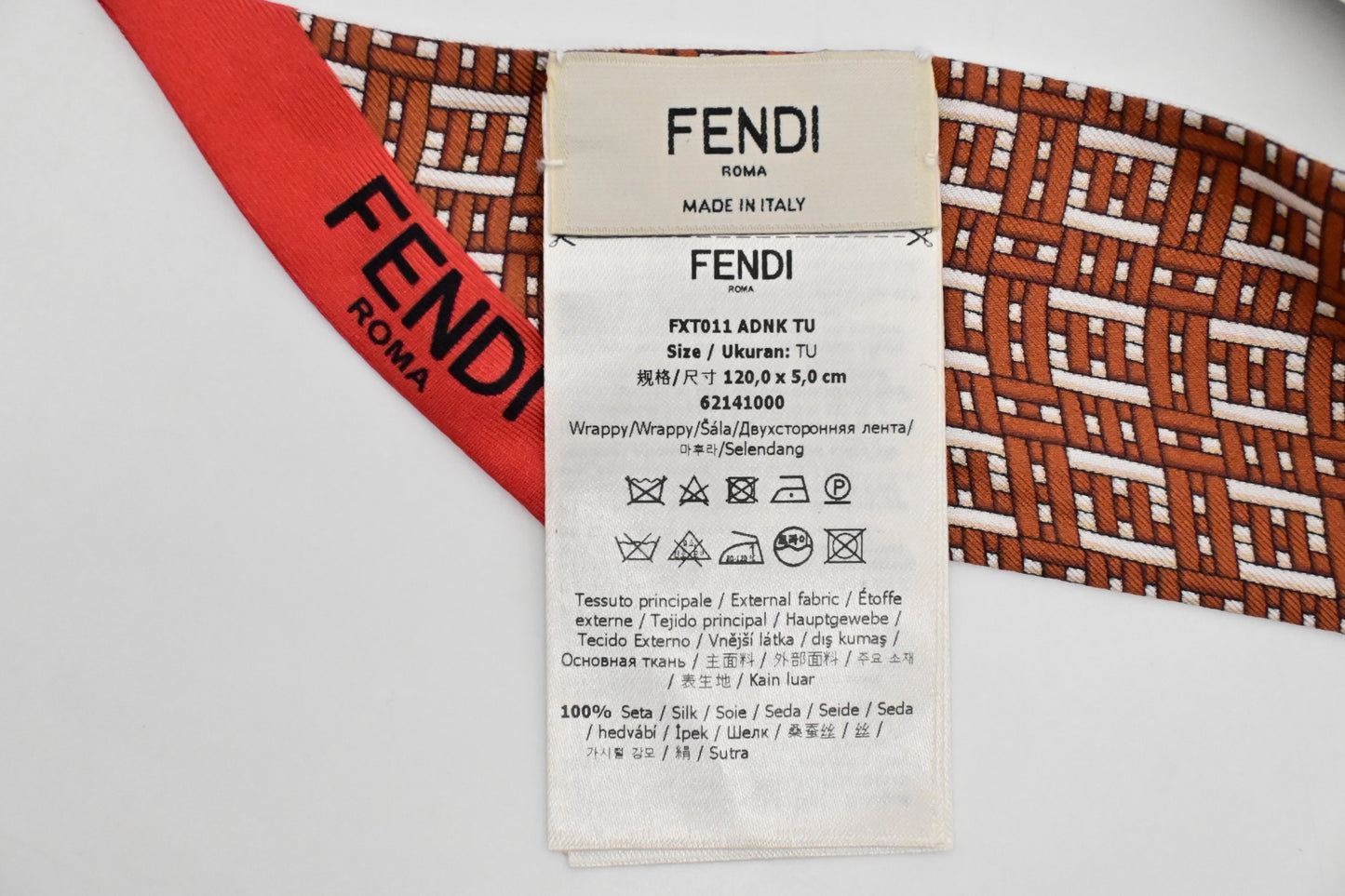 Fendi Twilly in White, Blue and Orange Silk