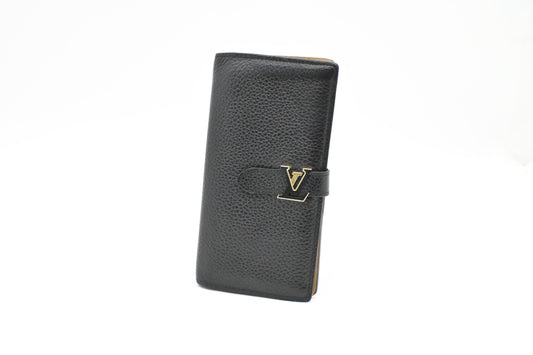 Louis Vuitton Vertical Wallet in Black Tarillon Leather