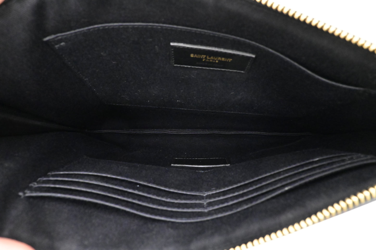 YSL Saint Laurent Monogram Clutch in Black Leather