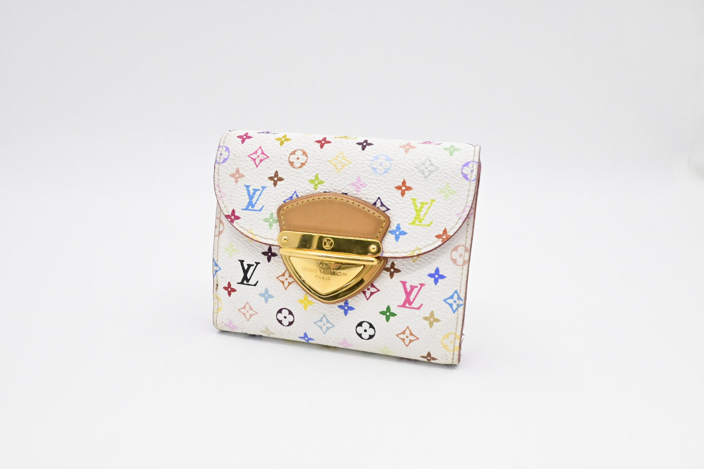 Louis Vuitton x Takashi Murakami Joy Wallet in White Multicolor Monogram Canvas