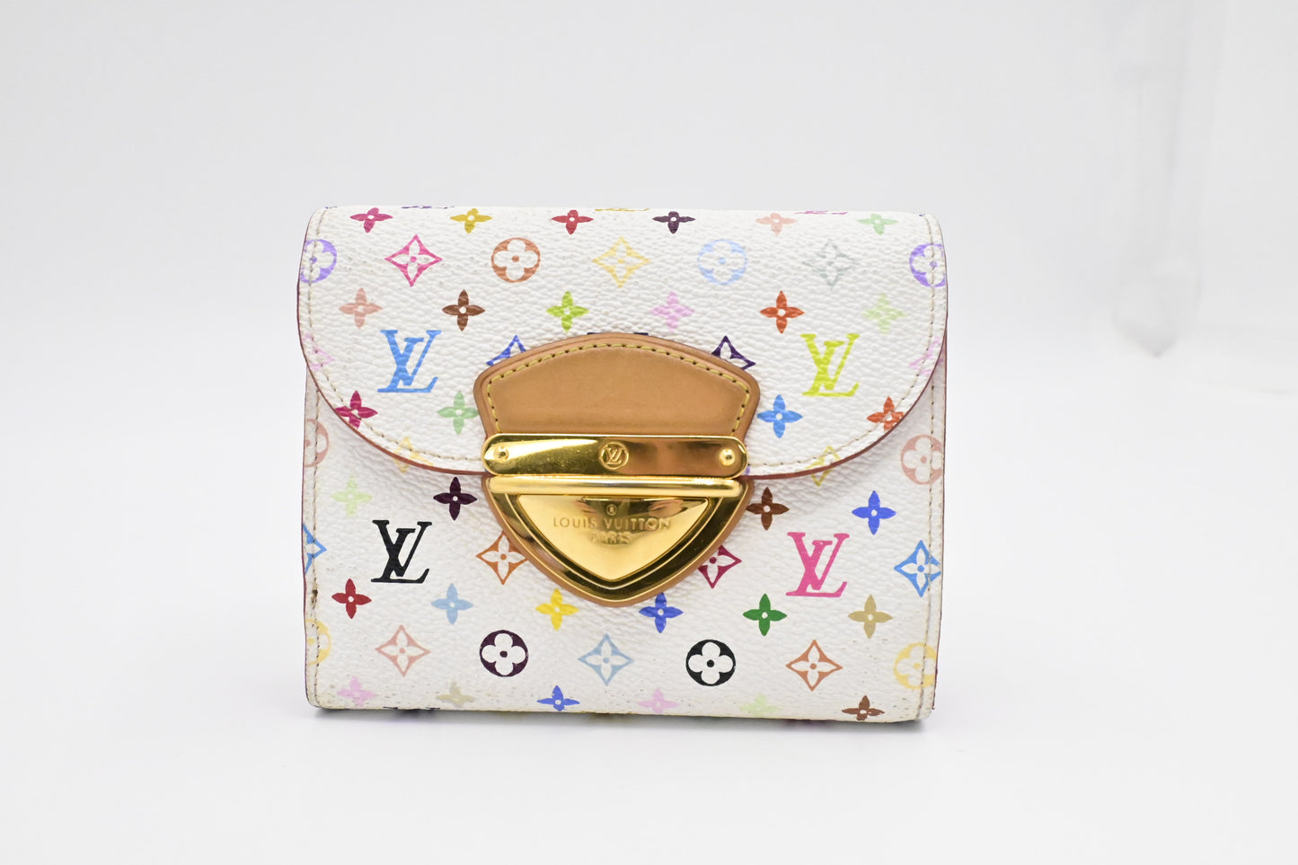 Louis Vuitton x Takashi Murakami Joy Wallet in White Multicolor Monogram Canvas