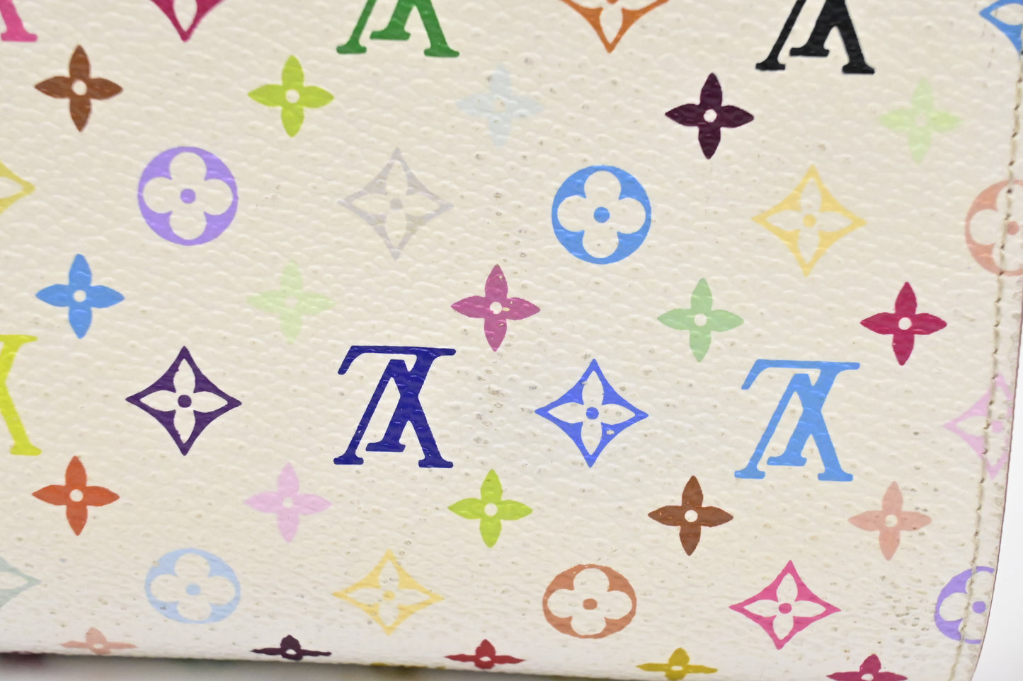 Louis Vuitton x Takashi Murakami Joy Wallet in White Multicolor Monogram Canvas