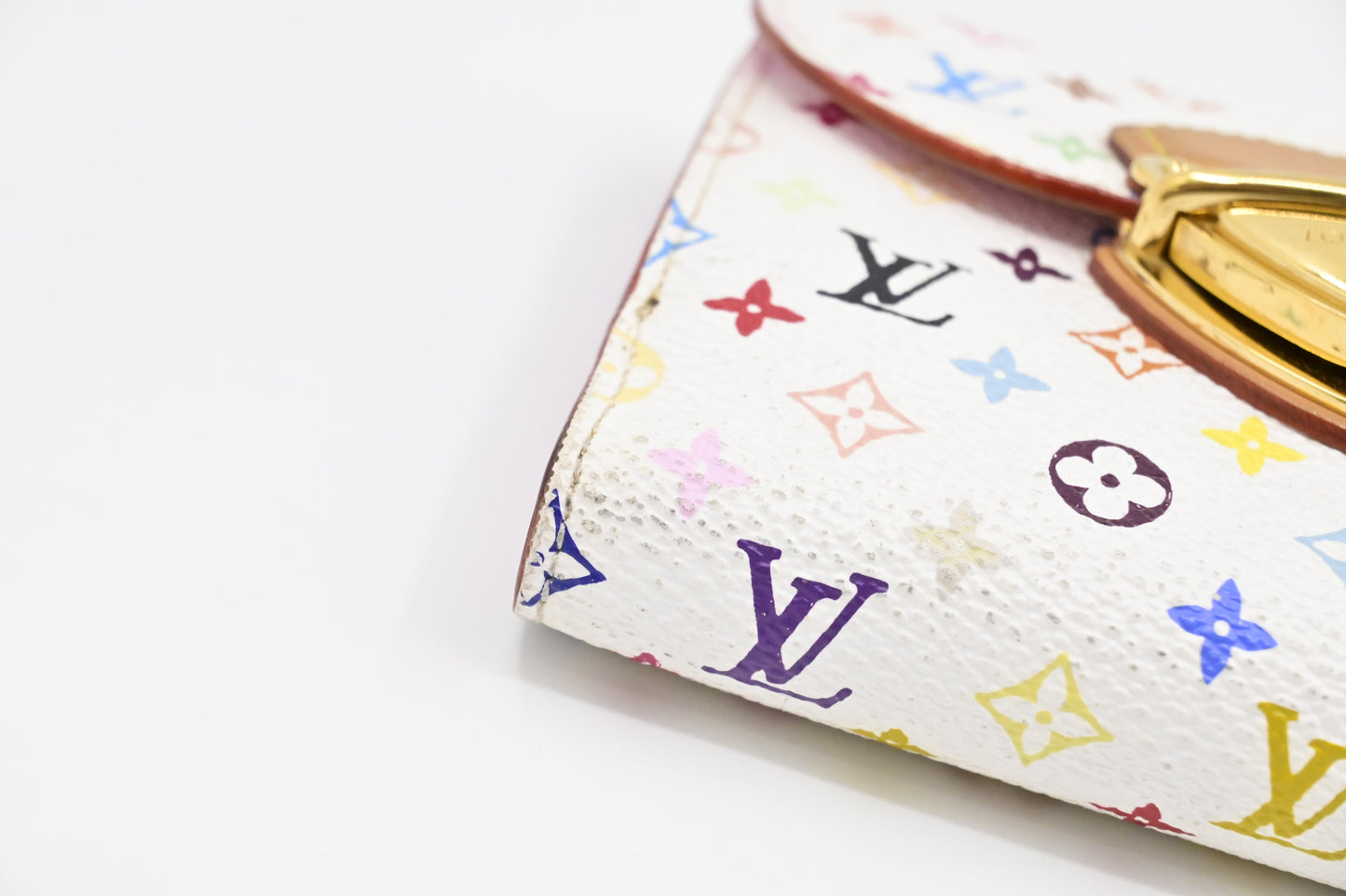 Louis Vuitton x Takashi Murakami Joy Wallet in White Multicolor Monogram Canvas