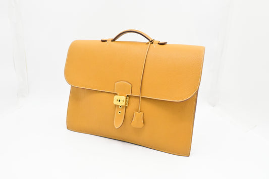 Hermes Sac a Depeches 41 in Yellow Clemence Leather