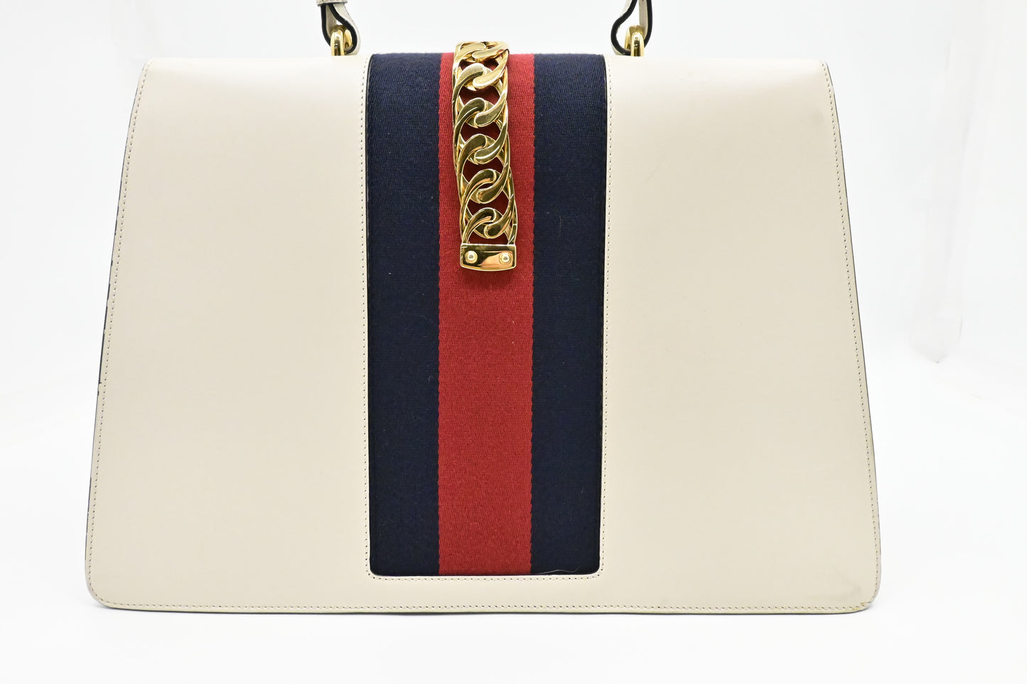 Gucci Large Sylvie Handbag in White Leather