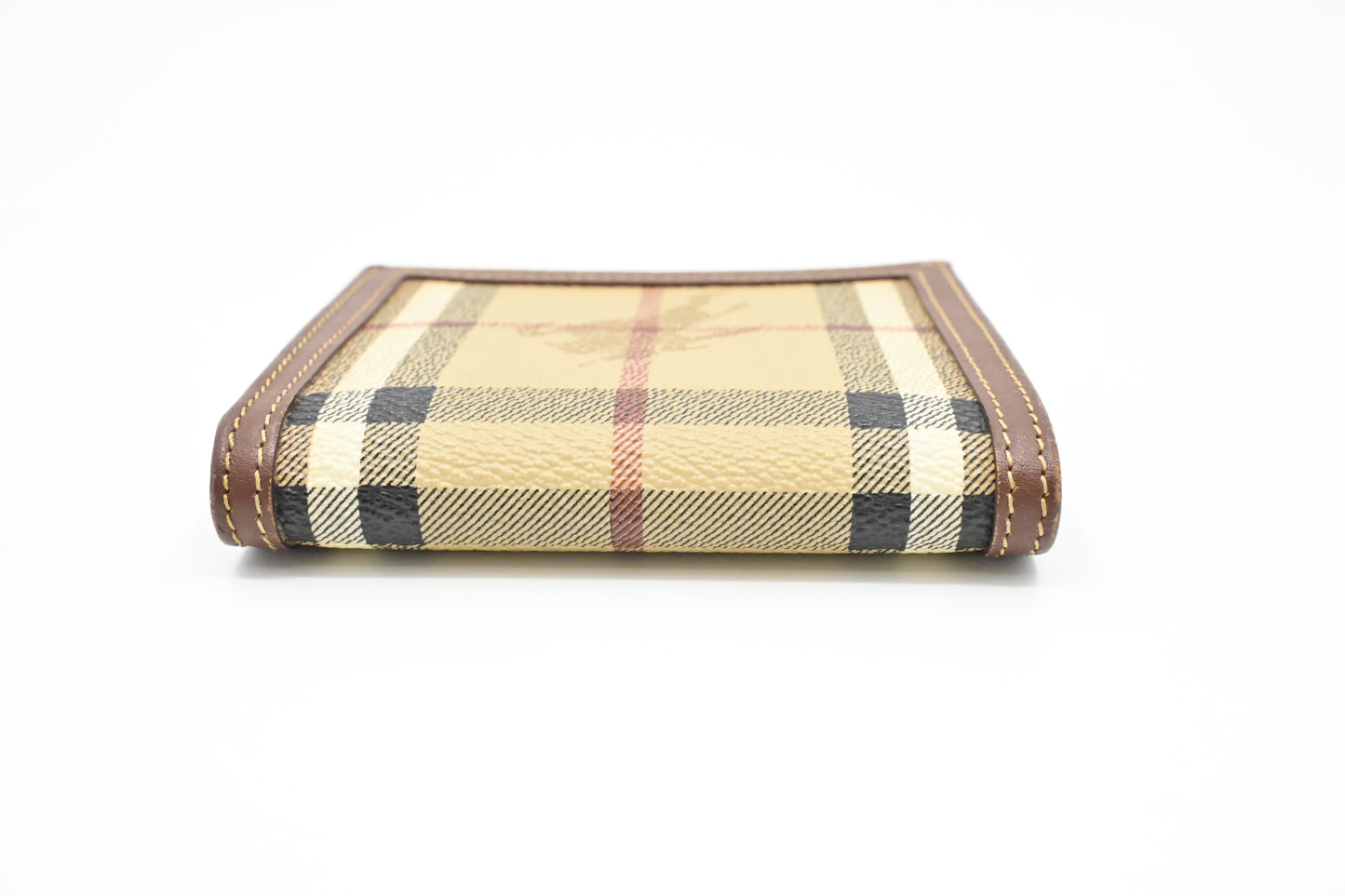 Burberry Compact Wallet in Beige Check Coated Canvas