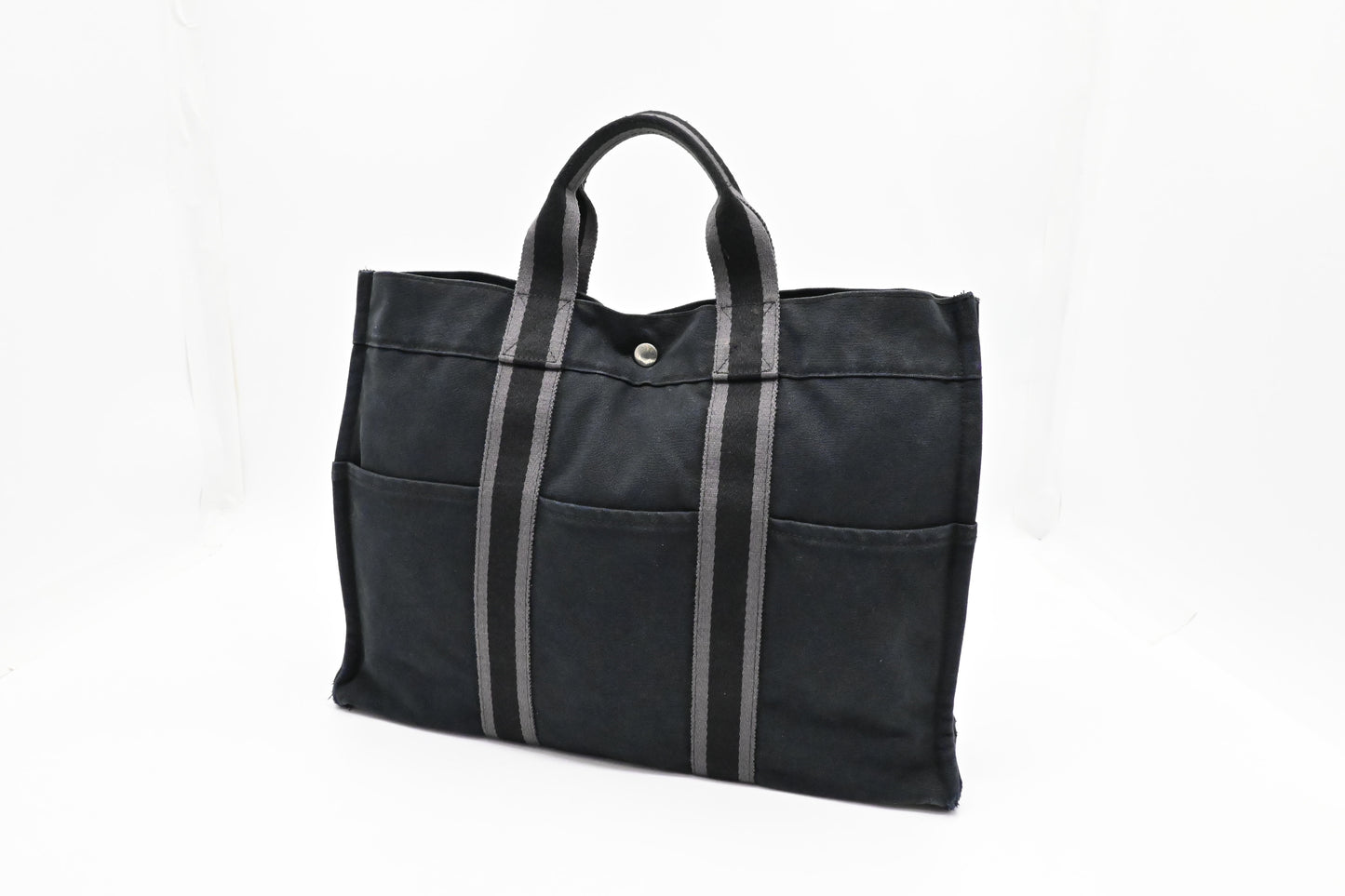 Hermes Fourre Tout MM in Navy and Gray Canvas