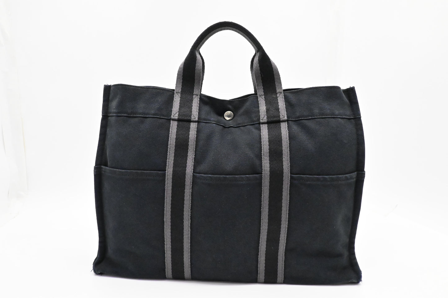 Hermes Fourre Tout MM in Navy and Gray Canvas