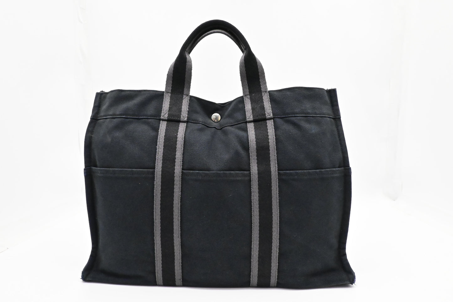 Hermes Fourre Tout MM in Navy and Gray Canvas