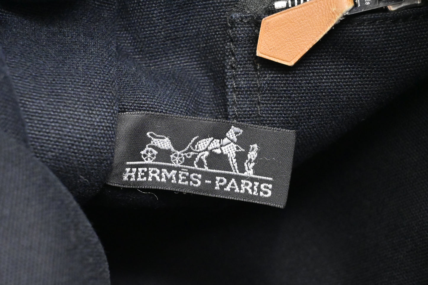 Hermes Fourre Tout MM in Navy and Gray Canvas