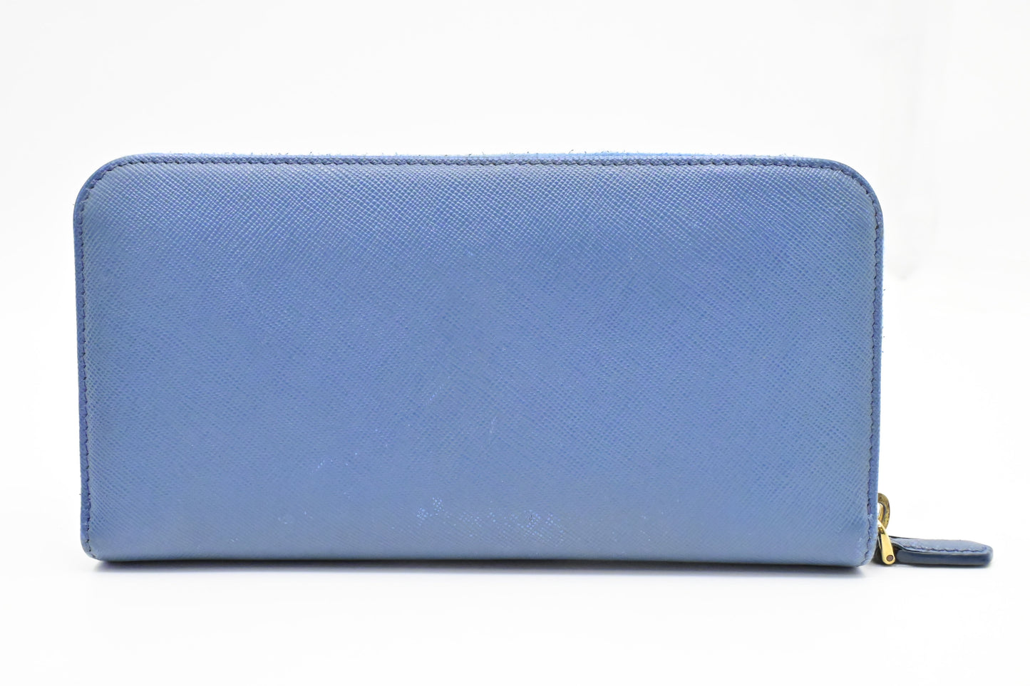 Prada Long Bow Wallet in Blue Saffiano Leather