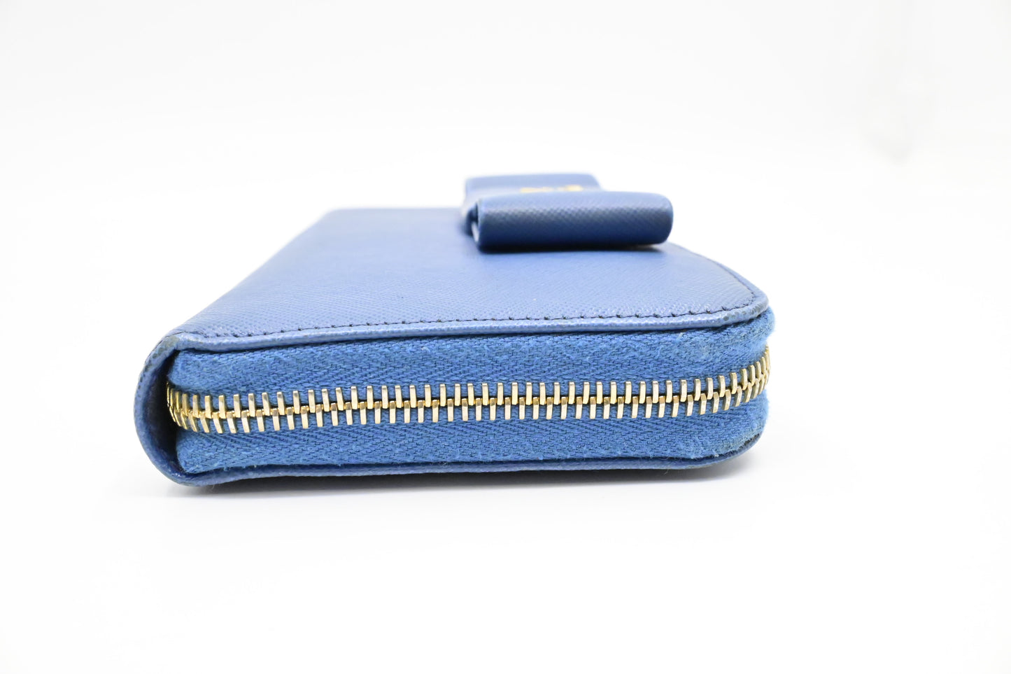 Prada Long Bow Wallet in Blue Saffiano Leather