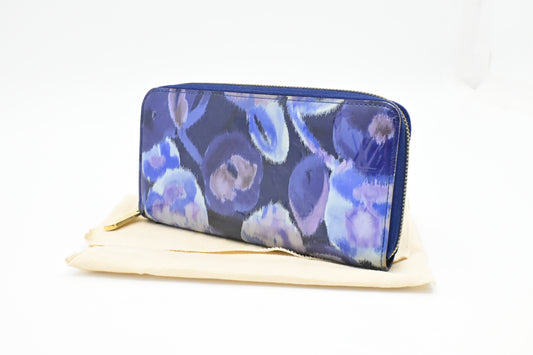 Long Zippy Wallet in Ikat Grand Blue Vernis Leather