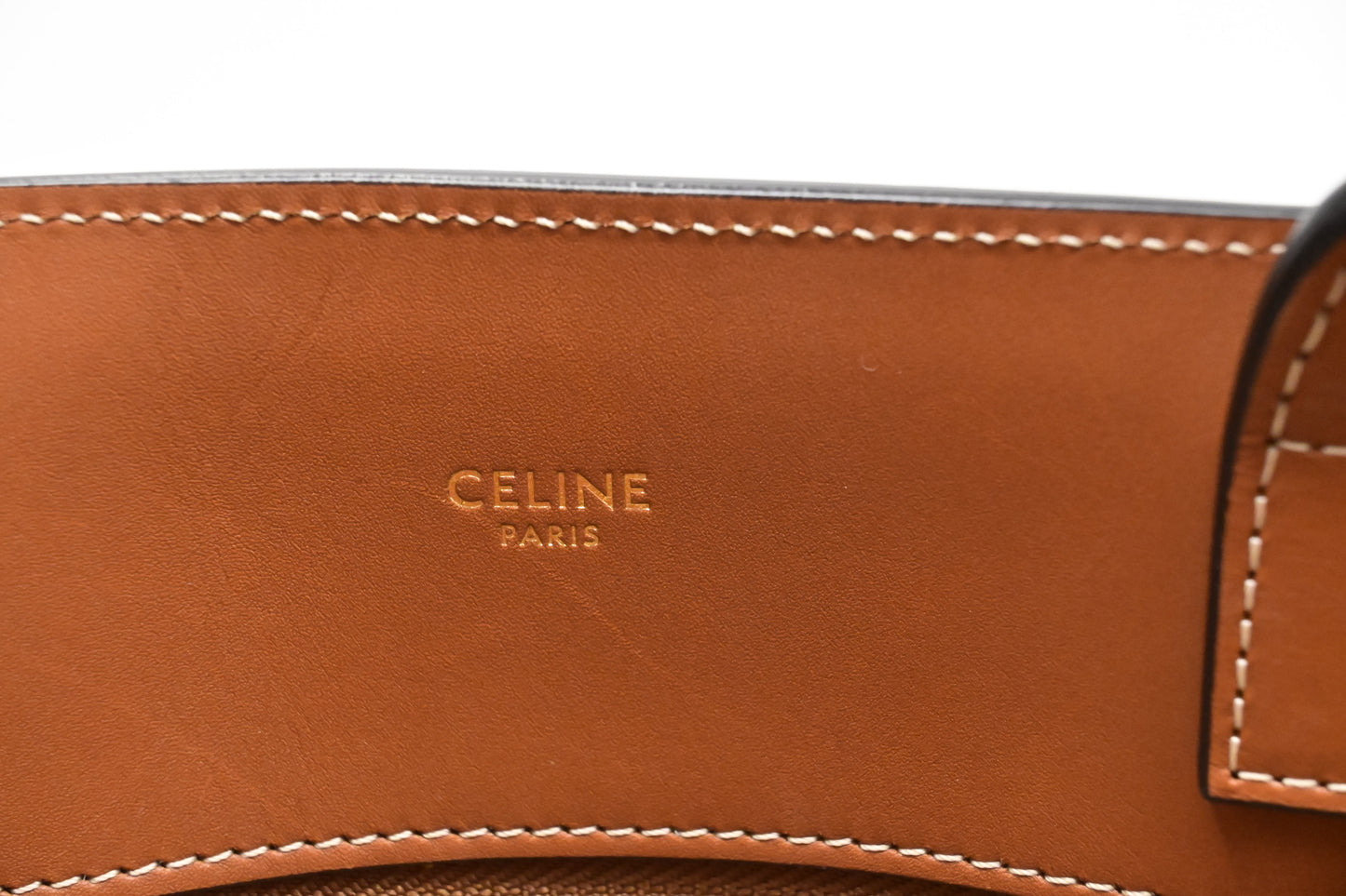 Celine Vertical Cabas in Blue Denim Canvas and Brown Leather