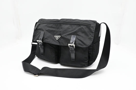 Prada Messenger Bag in Black Nylon Canvas