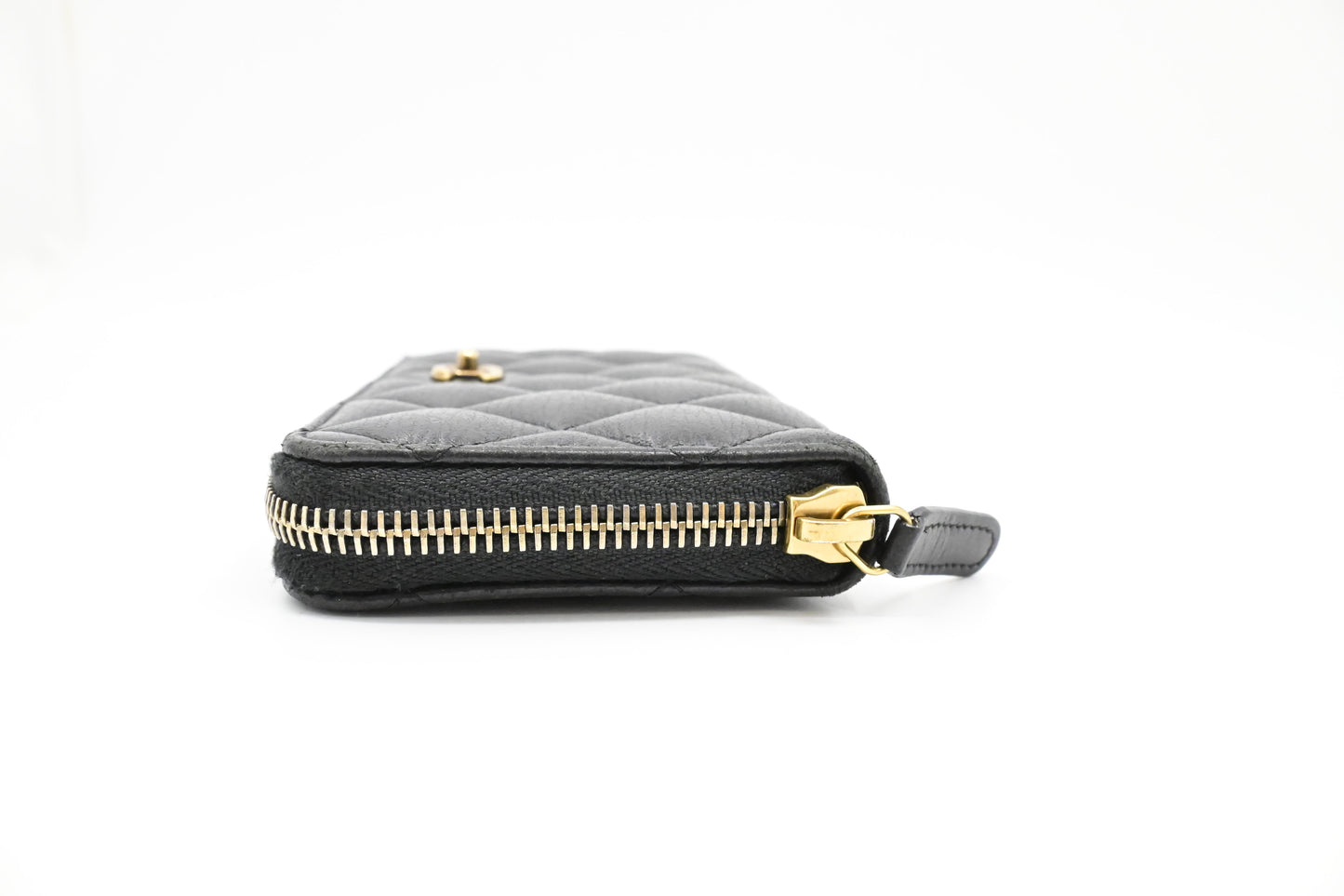 Chanel Compact Zip Wallet in Black Matelasse Leather