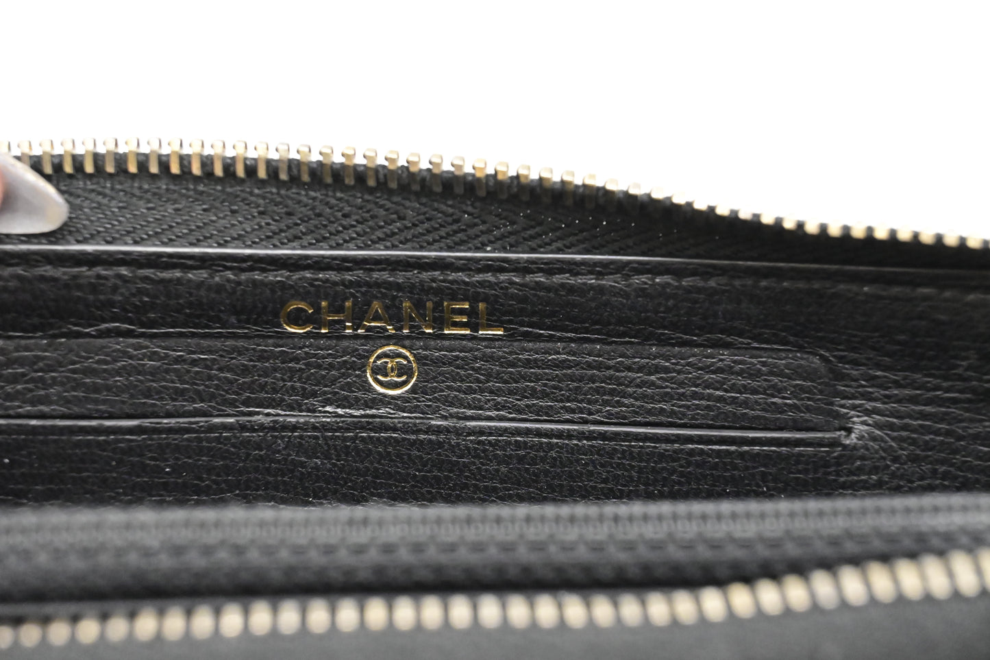 Chanel Compact Zip Wallet in Black Matelasse Leather