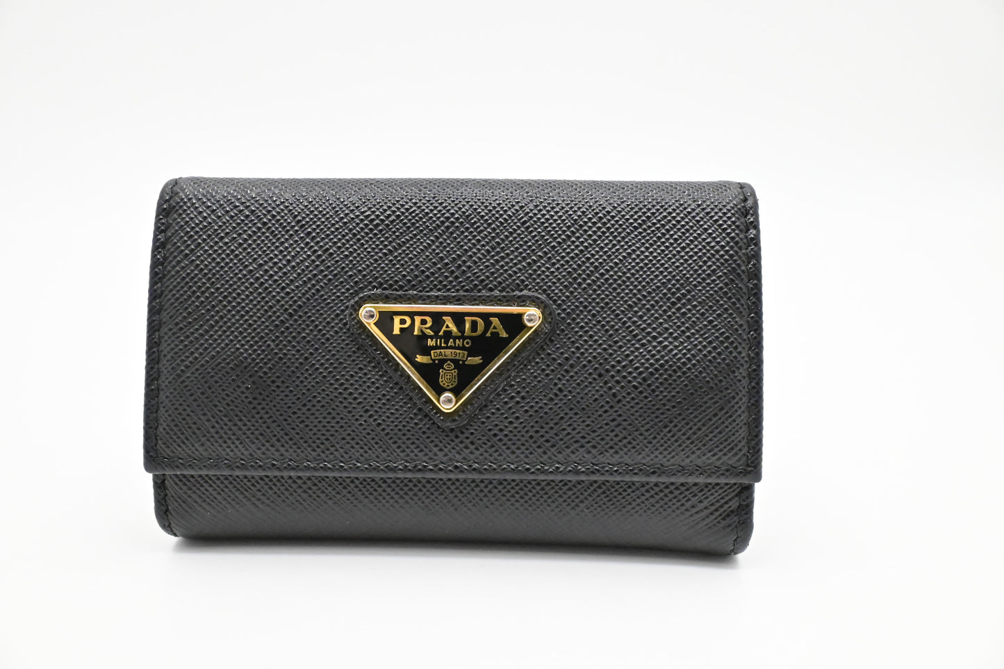 Prada Small 4 Key Case in Black Saffiano Leather