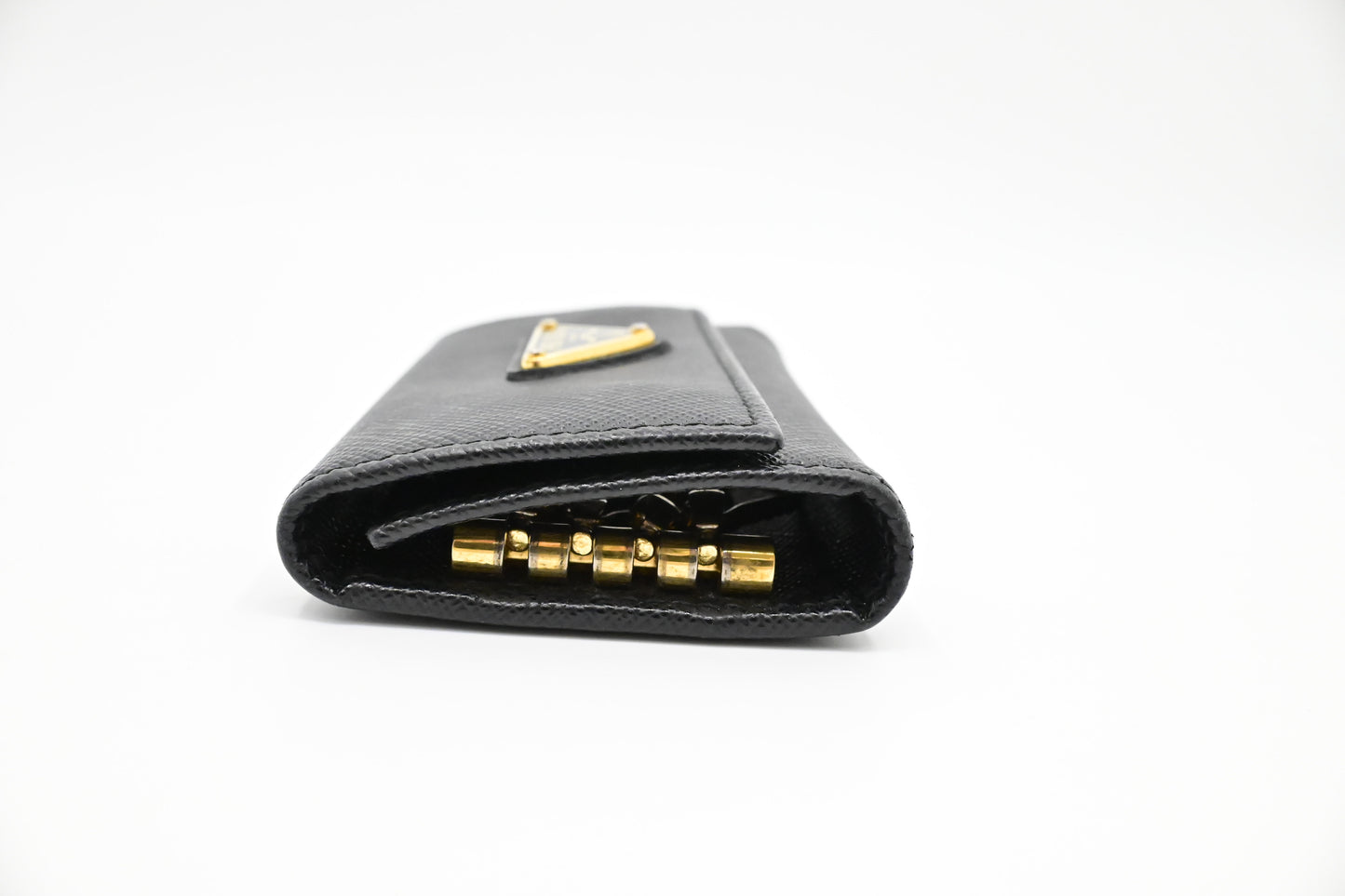 Prada Small 4 Key Case in Black Saffiano Leather