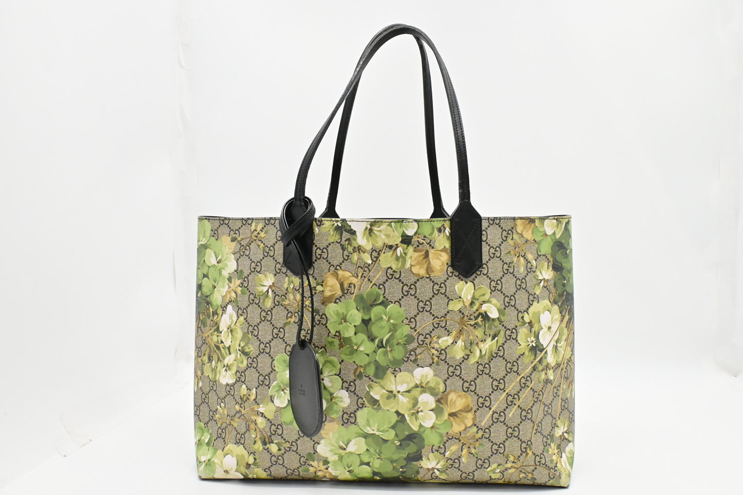 Gucci Reversible Tote in Green Blooms GG Supreme Canvas