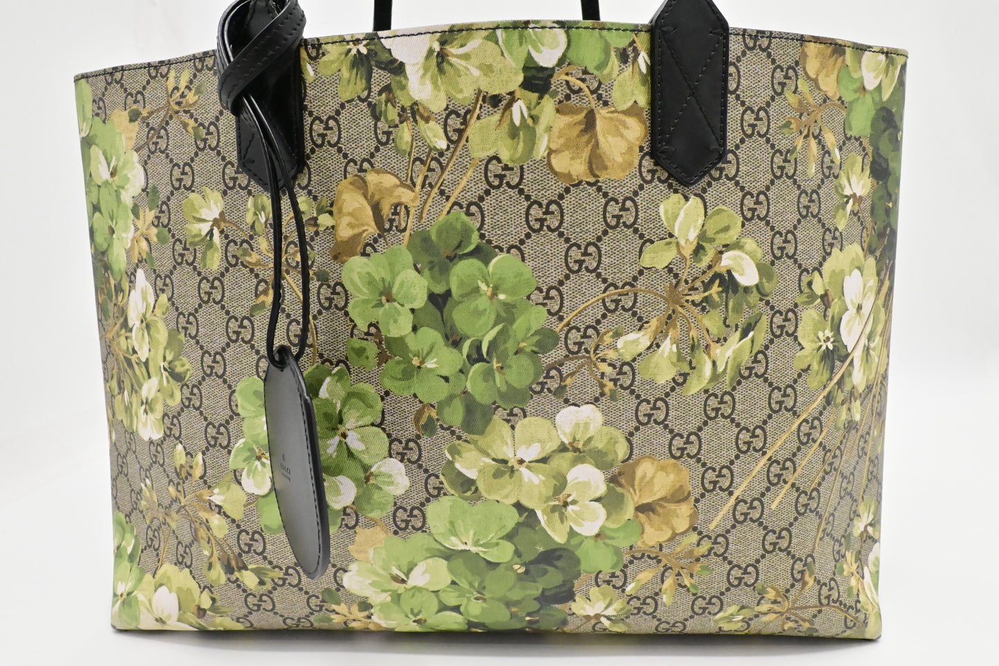 Gucci Reversible Tote in Green Blooms GG Supreme Canvas