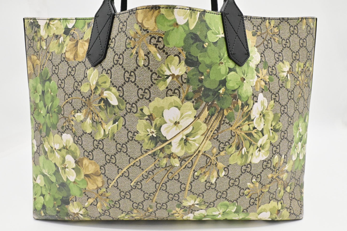 Gucci Reversible Tote in Green Blooms GG Supreme Canvas