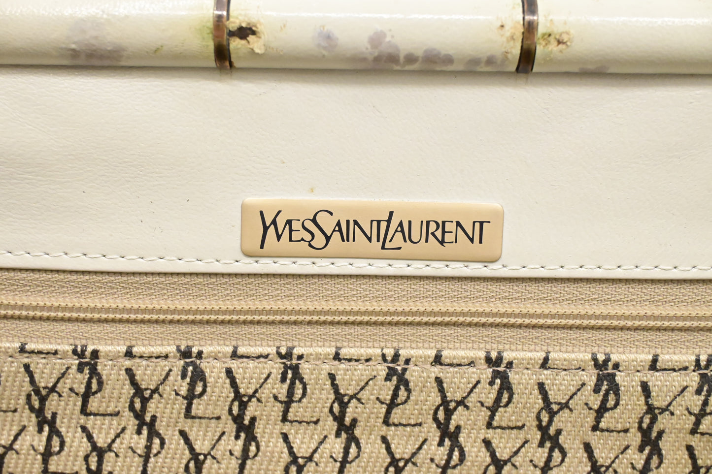 YSL Clutch in White Chevron Leather