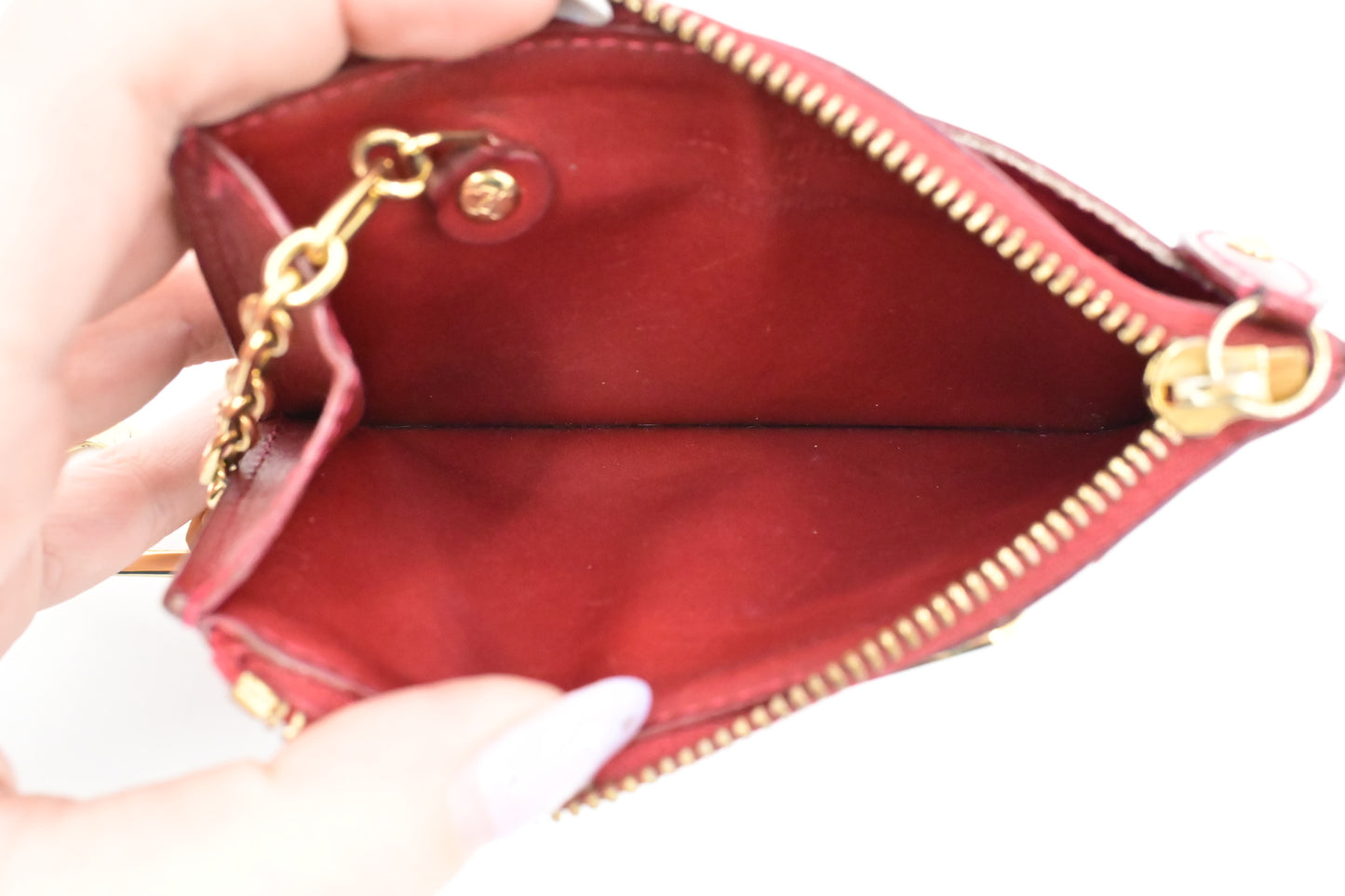 Louis Vuitton Pochette Cles in Red Vernis Leather