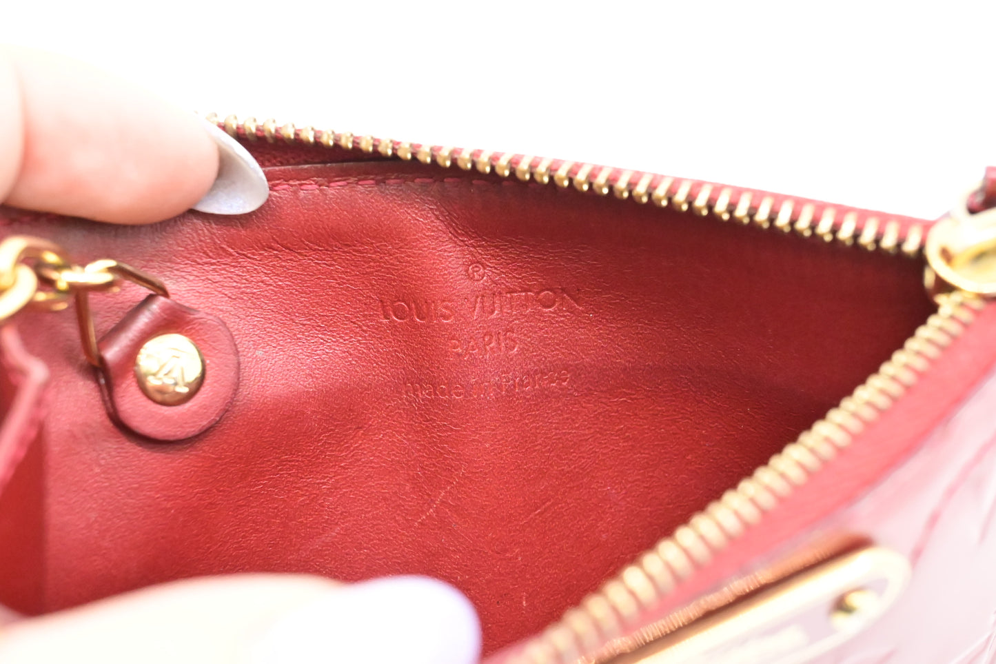 Louis Vuitton Pochette Cles in Red Vernis Leather