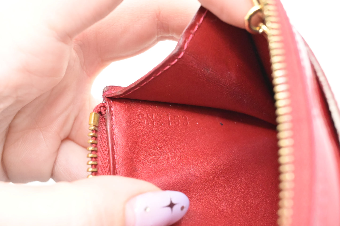 Louis Vuitton Pochette Cles in Red Vernis Leather