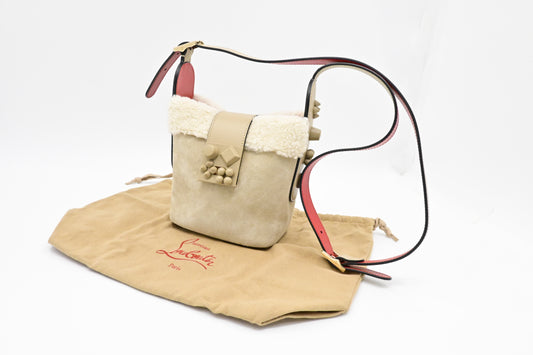 Louboutin Carasky Mini Shoulder Bag in Beige Suede Leather