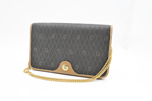 Dior Chain Shoulder Bag in Black Honeycomb Canvas