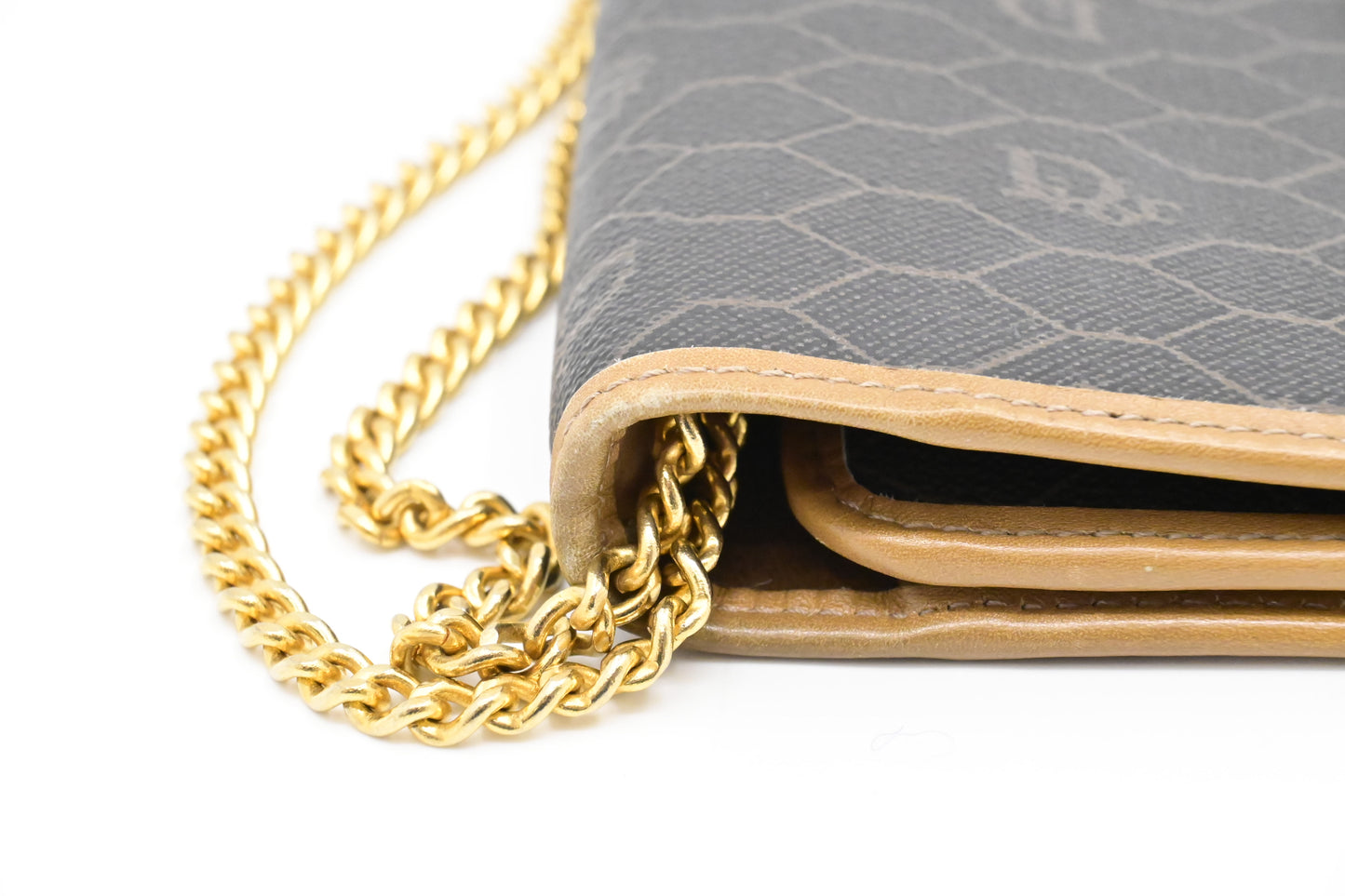 Dior Chain Shoulder Bag in Black Honeycomb Canvas