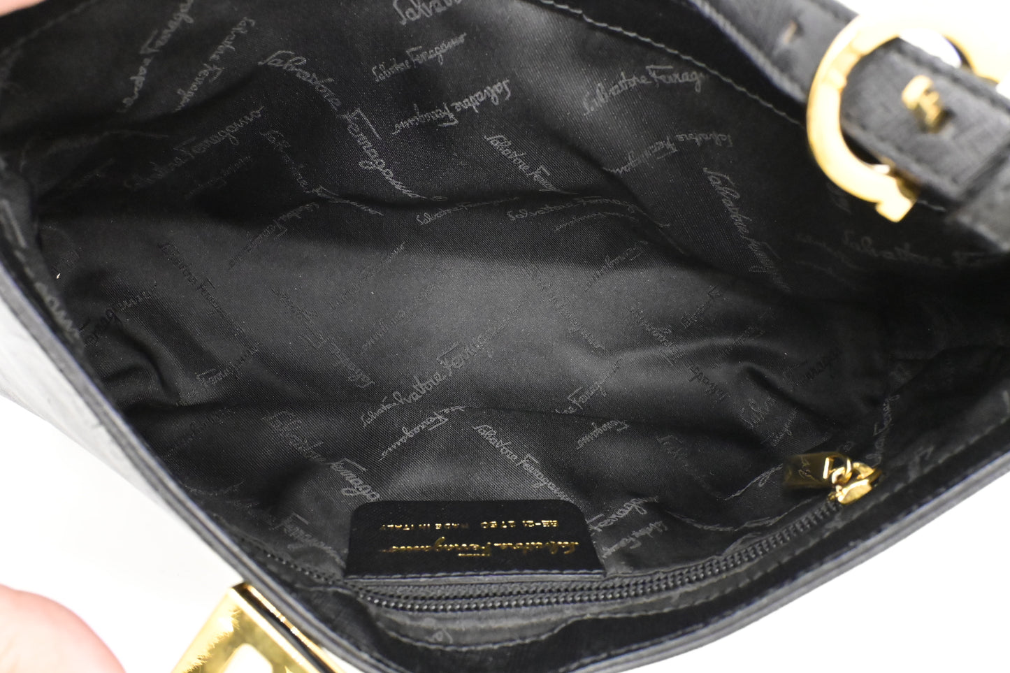 Ferragamo Shoulder Bag in Black Leather