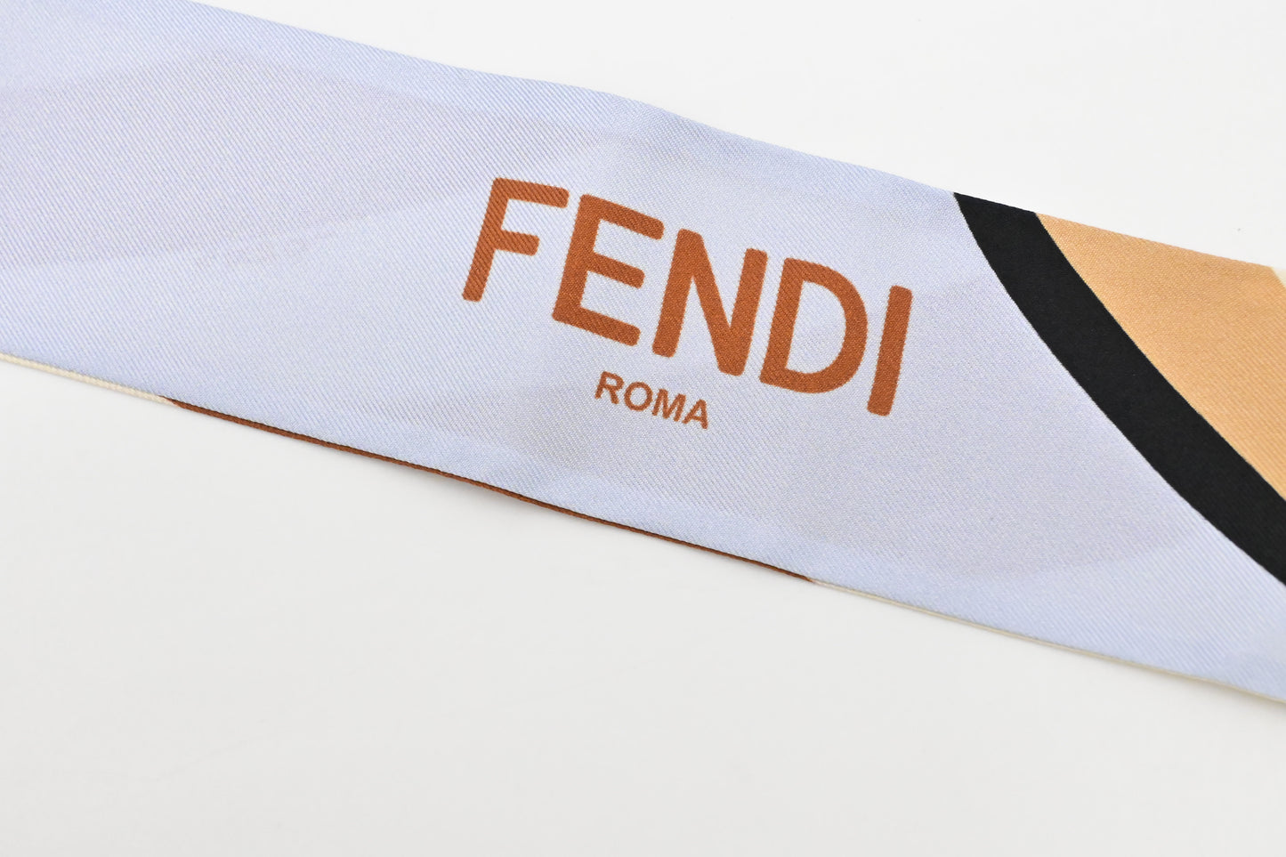 Fendi Twilly in Brown,  Beige and Pale Blue Silk