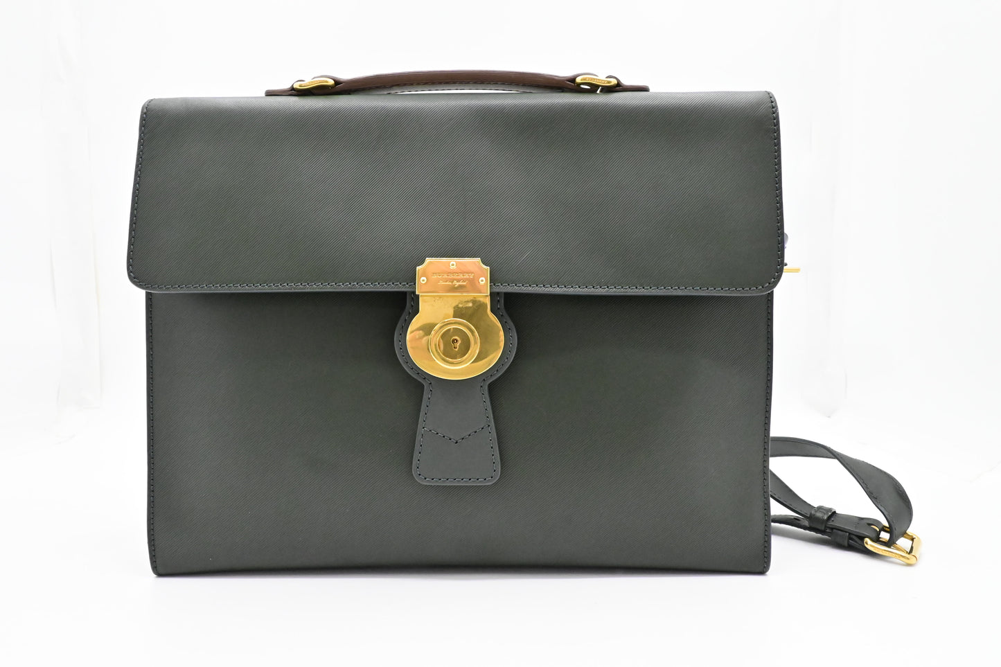 Burberry Document Case in Green Leather