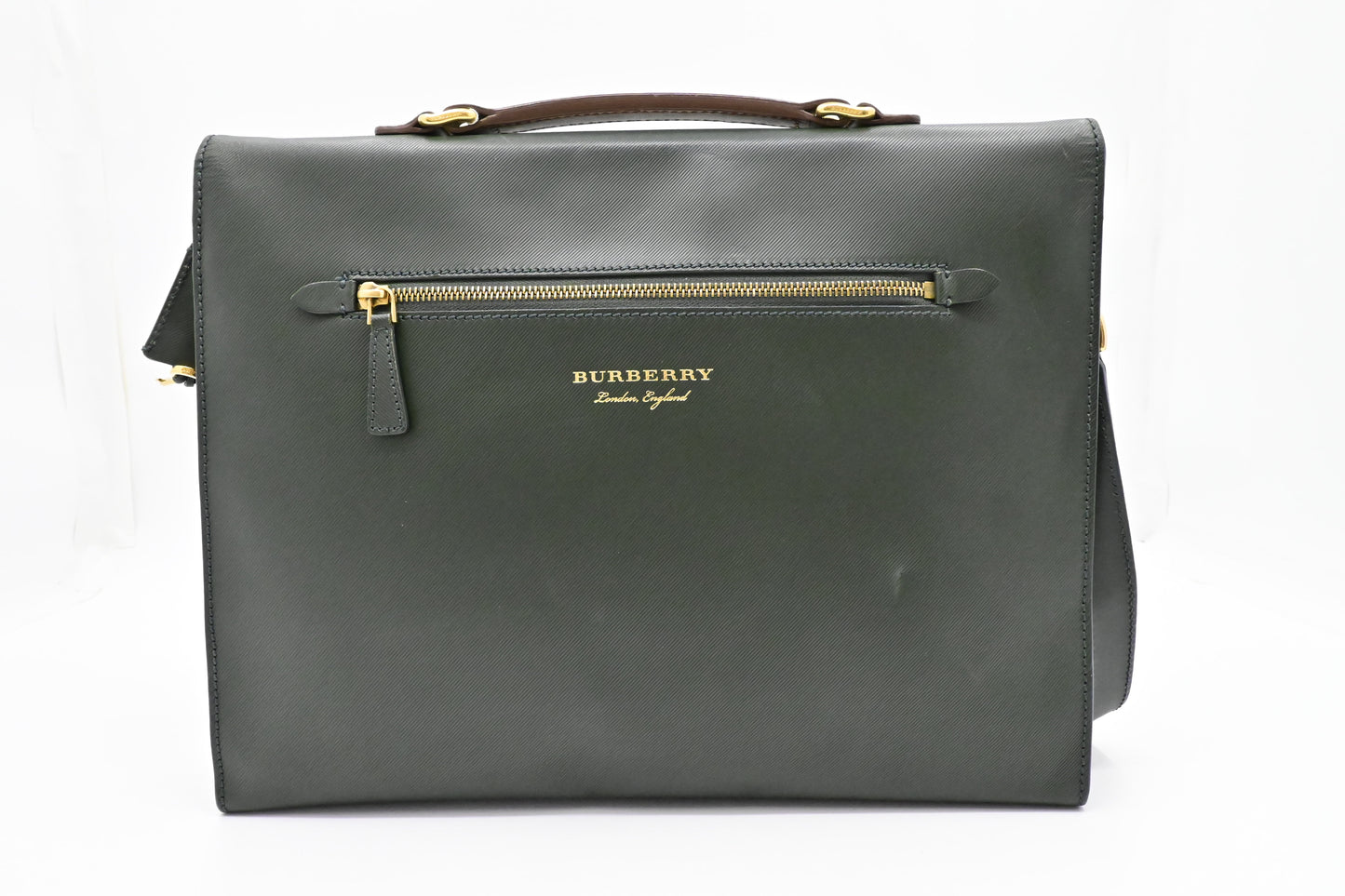 Burberry Document Case in Green Leather