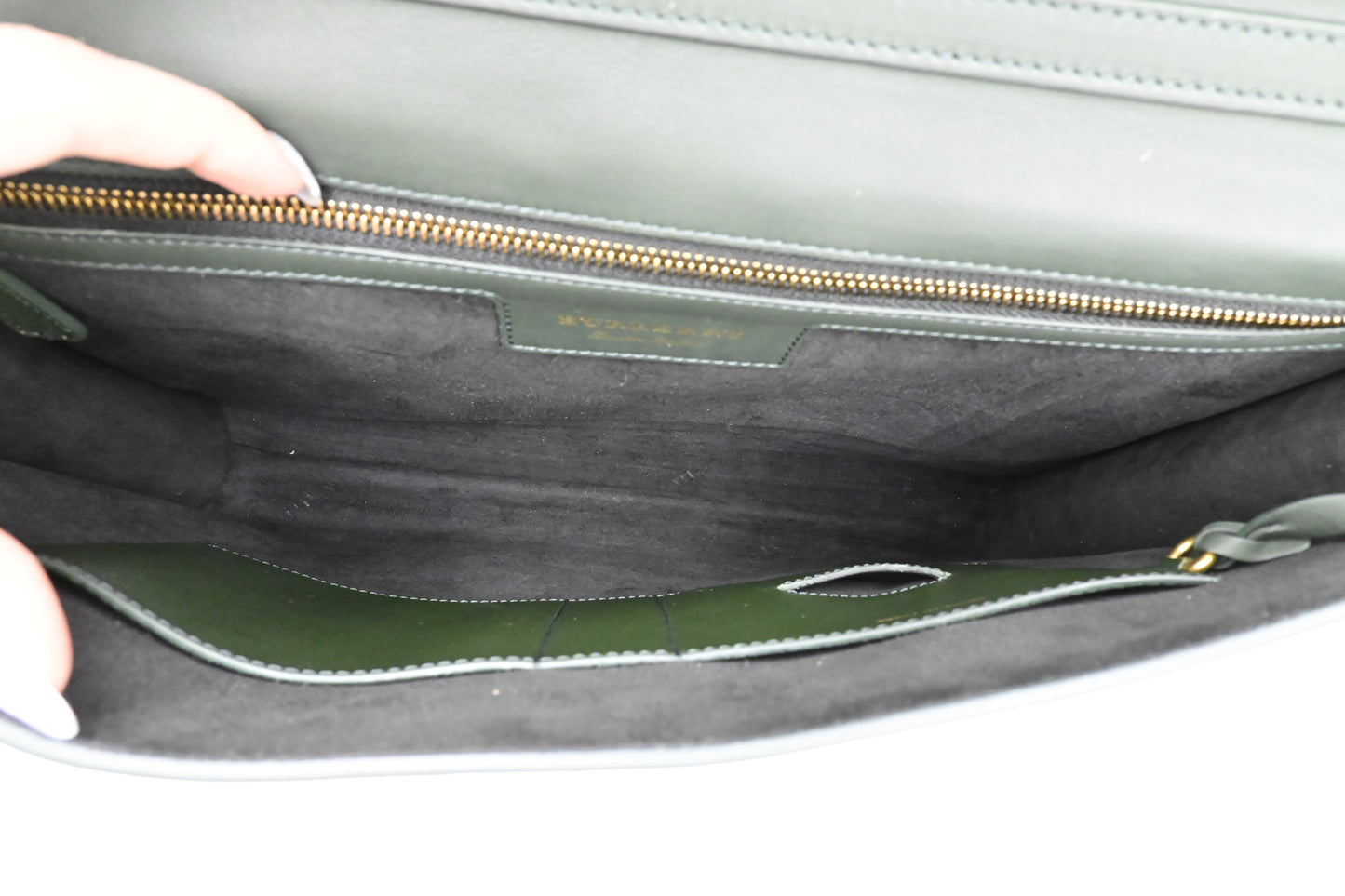 Burberry Document Case in Green Leather