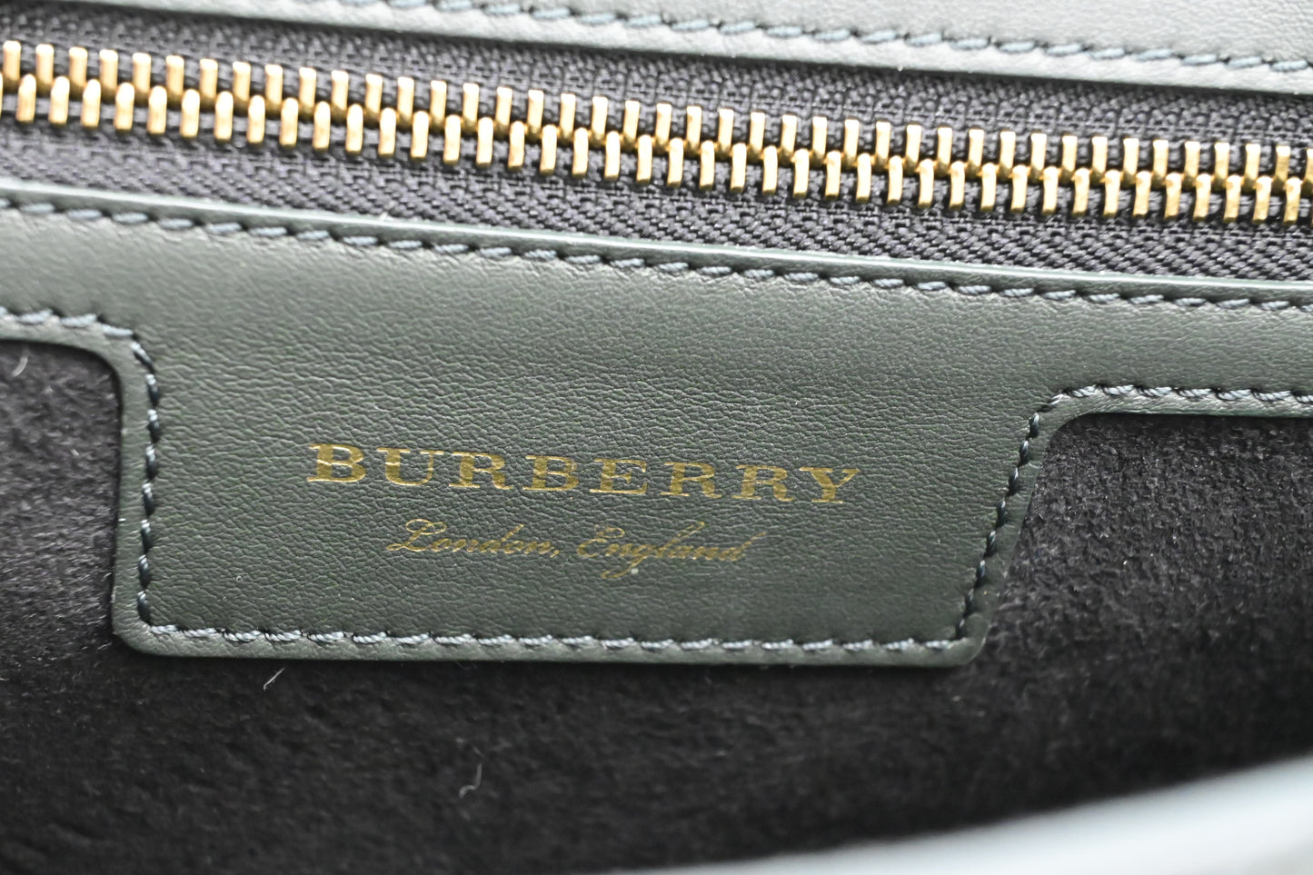 Burberry Document Case in Green Leather