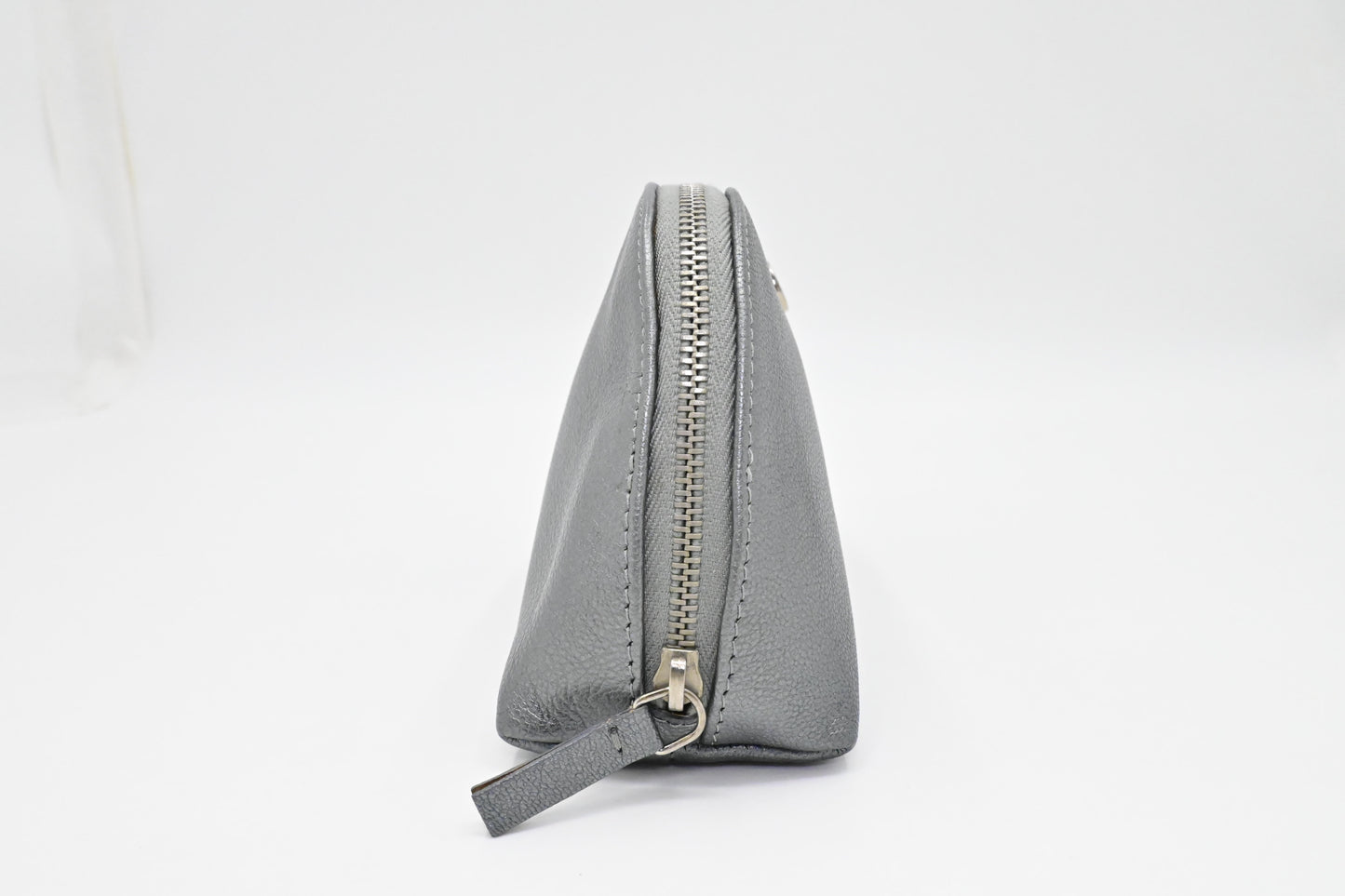 Chanel Pouch in Grey Metallic Leather