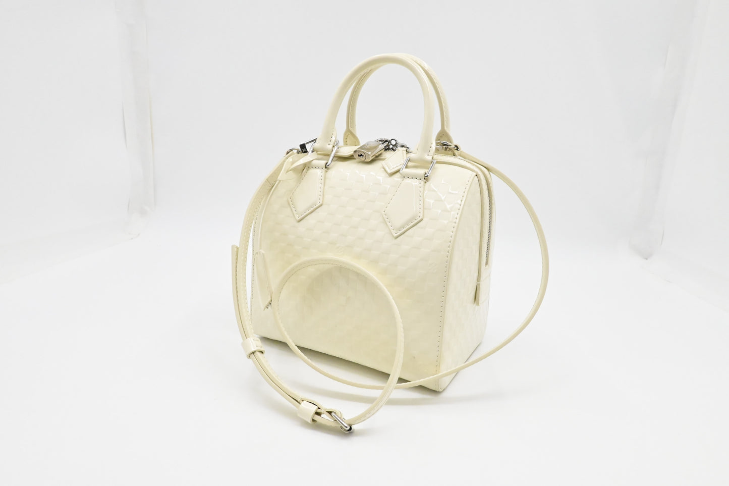 Louis Vuitton Speedy Cube in White Damier Facette Leather