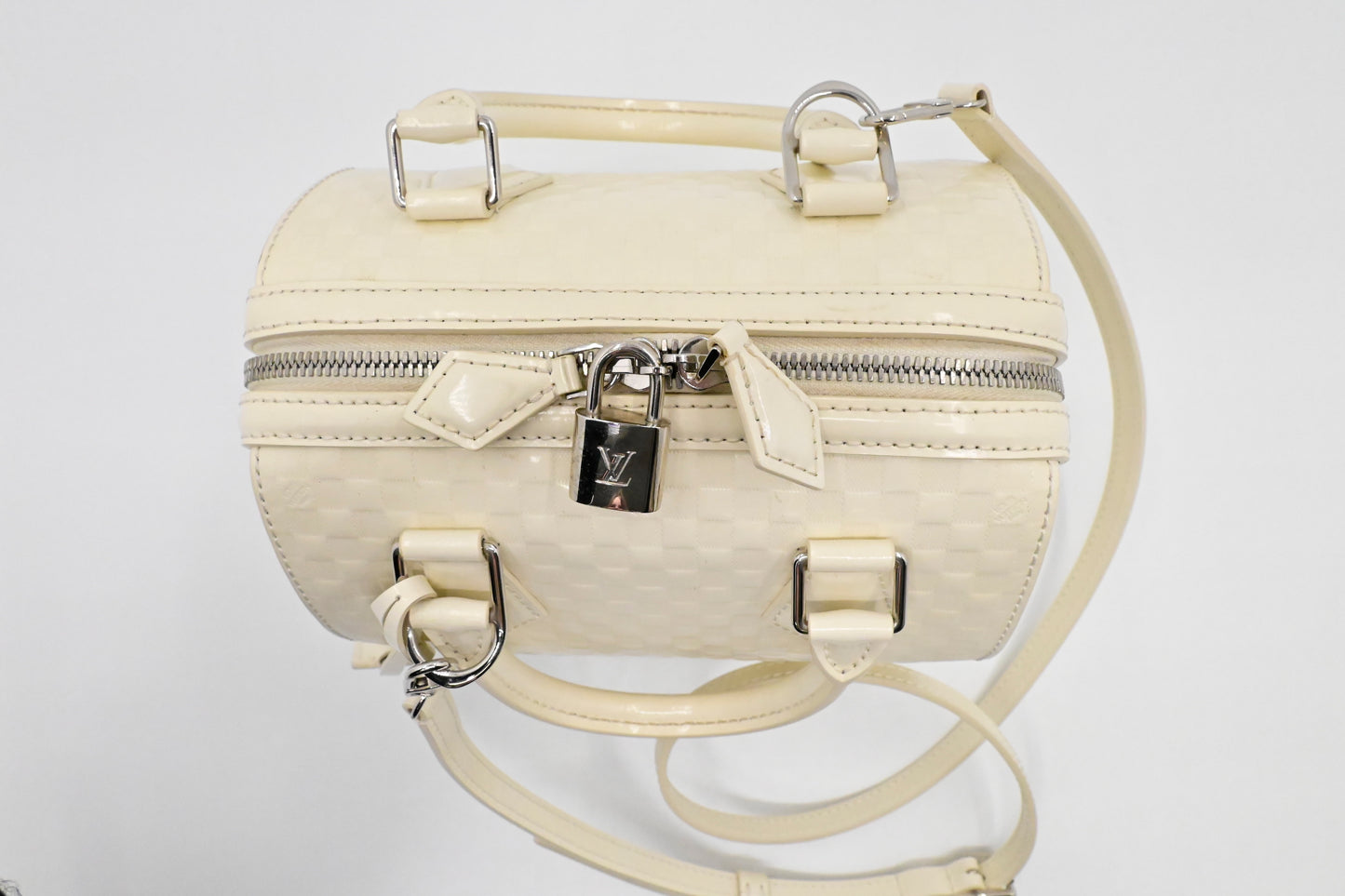 Louis Vuitton Speedy Cube in White Damier Facette Leather