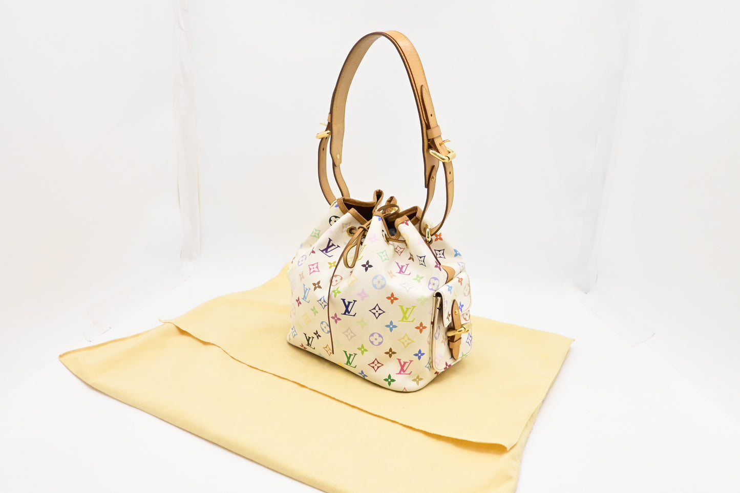 Louis Vuitton x Takashi Murakami Petit Noe in White Multicolor Monogram Canvas