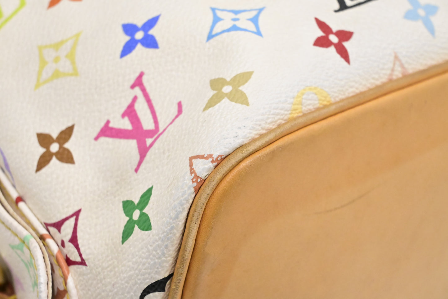 Louis Vuitton x Takashi Murakami Petit Noe in White Multicolor Monogram Canvas