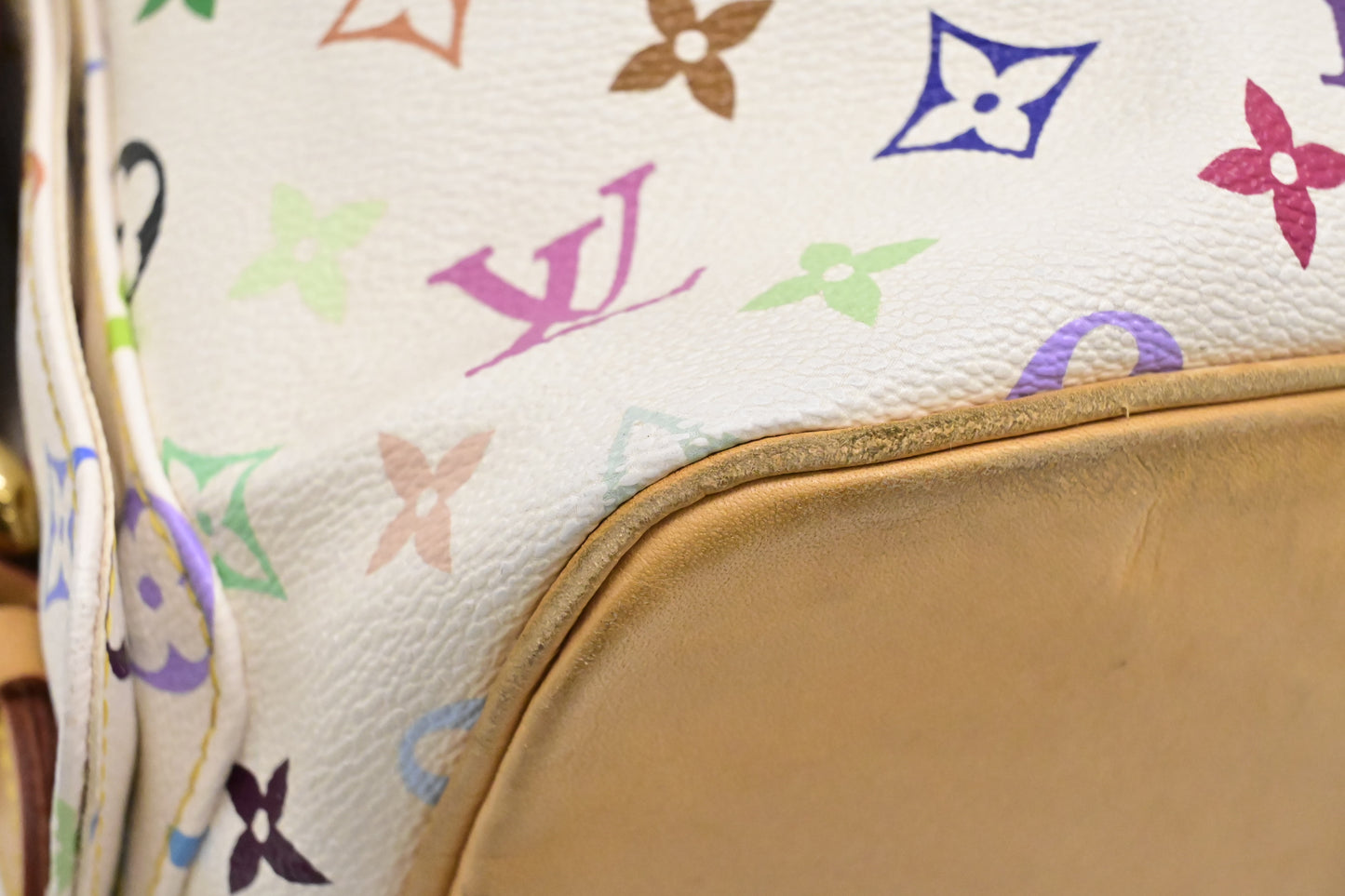 Louis Vuitton x Takashi Murakami Petit Noe in White Multicolor Monogram Canvas